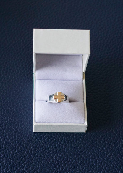 Anillo profesión enfermería plata 950 y oro 10k