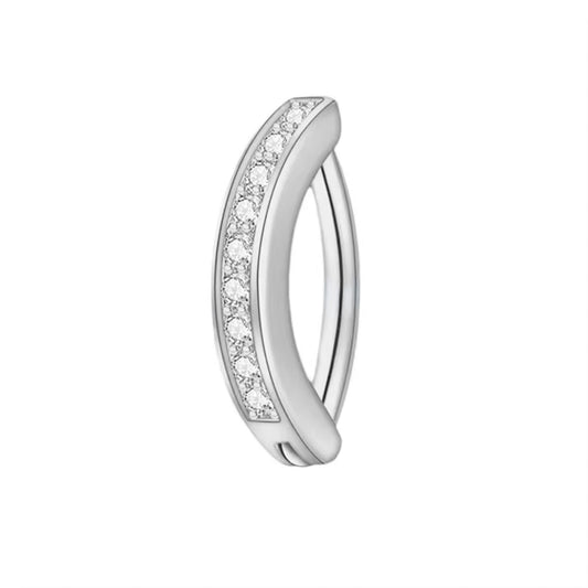 Piercing de ombligo mini zirconias acero quirúrgico - Plateado