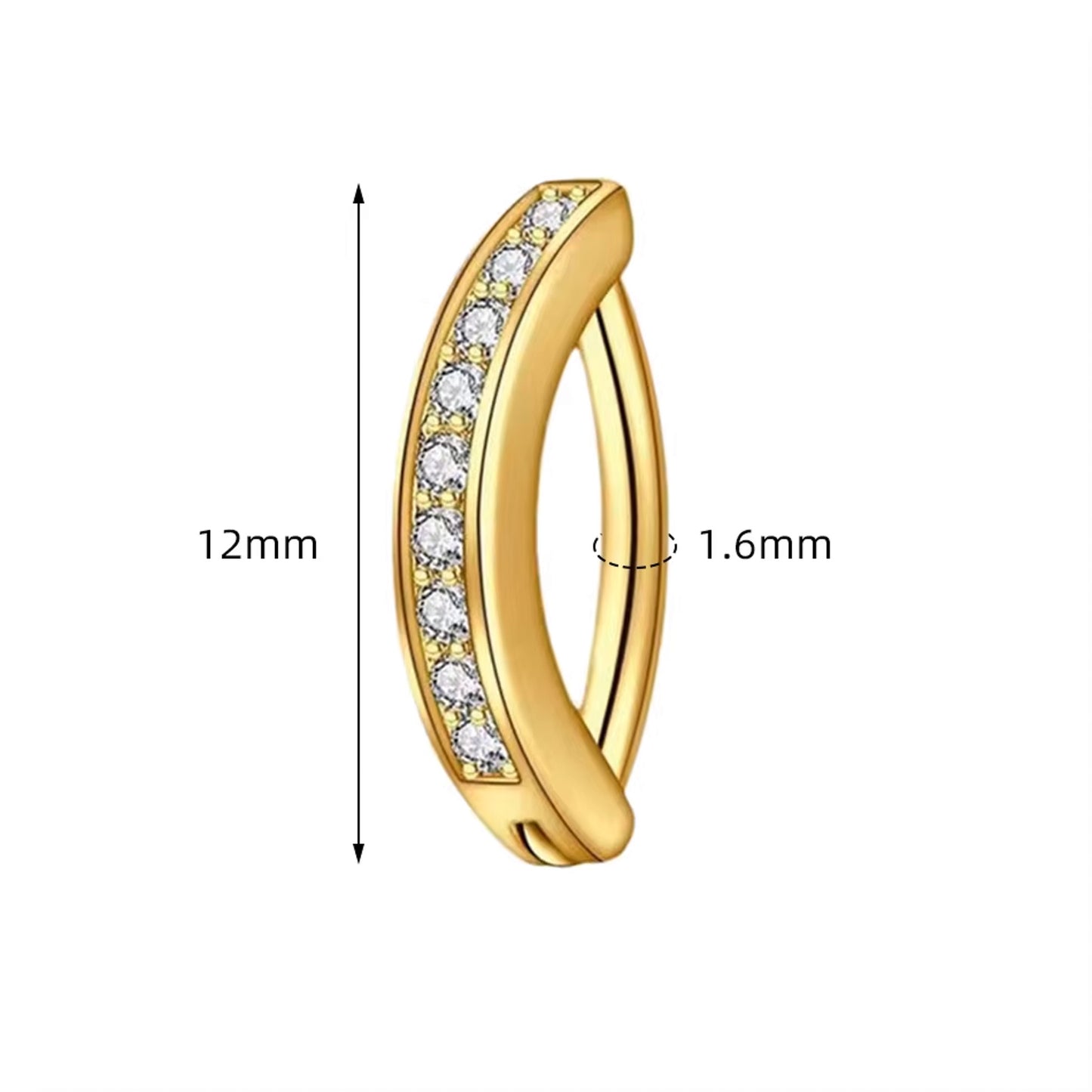Piercing de ombligo mini zirconias acero quirúrgico - Dorado