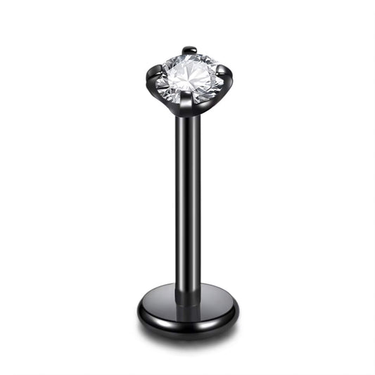Piercing labret con zirconia acero quirúrgico - Negro