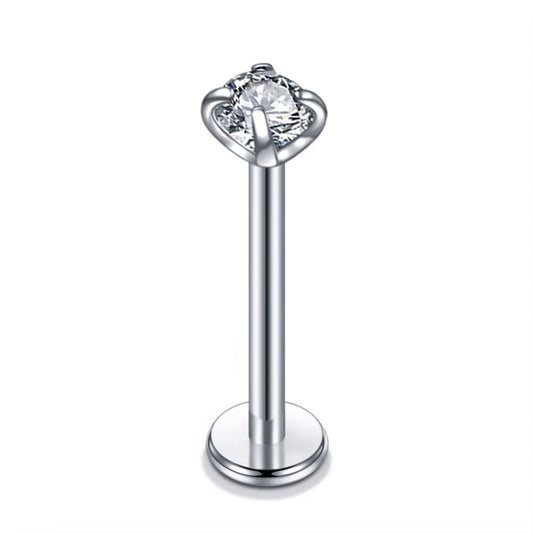 Piercing labret con zirconia acero quirúrgico