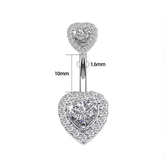 Piercing de ombligo corazón promesa acero quirúrgico - Blanco