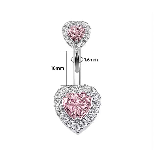 Piercing de ombligo corazón promesa acero quirúrgico - Rosa