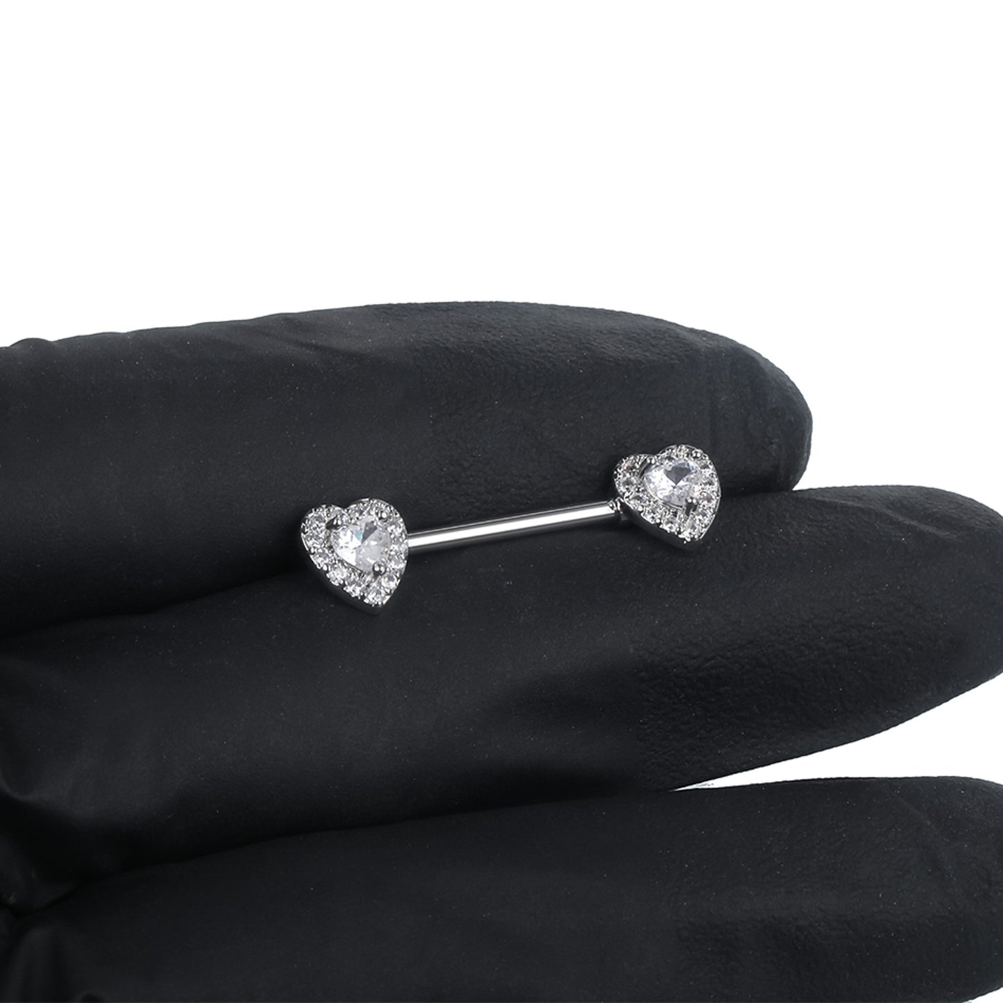 Piercing para pezón corazón promesa zirconia acero quirúrgico - Plateado