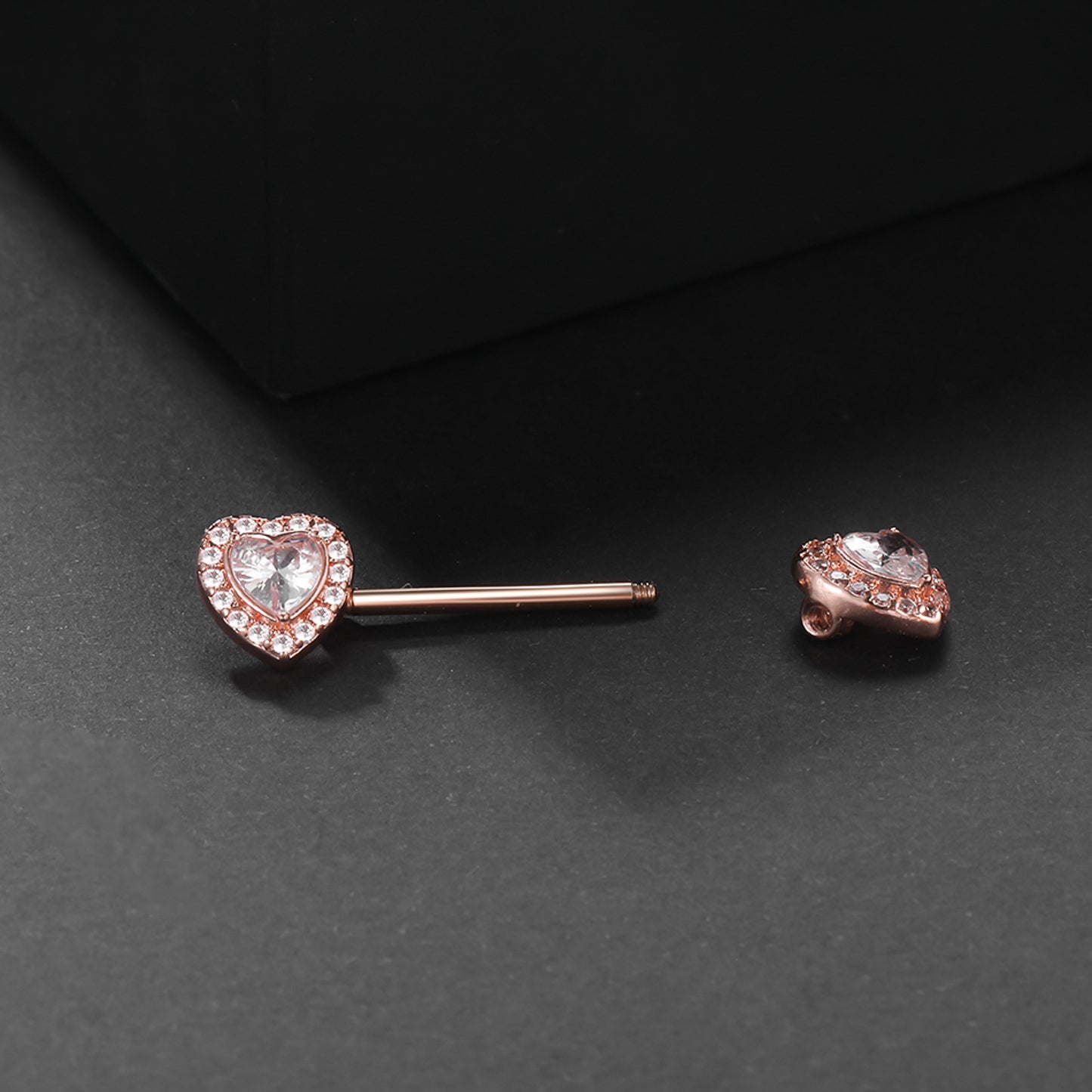 Piercing para pezón corazón promesa zirconia acero quirúrgico - Plateado