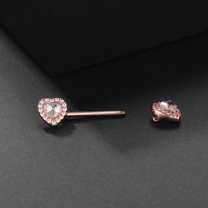 Piercing para pezón corazón promesa zirconia acero quirúrgico - Plateado