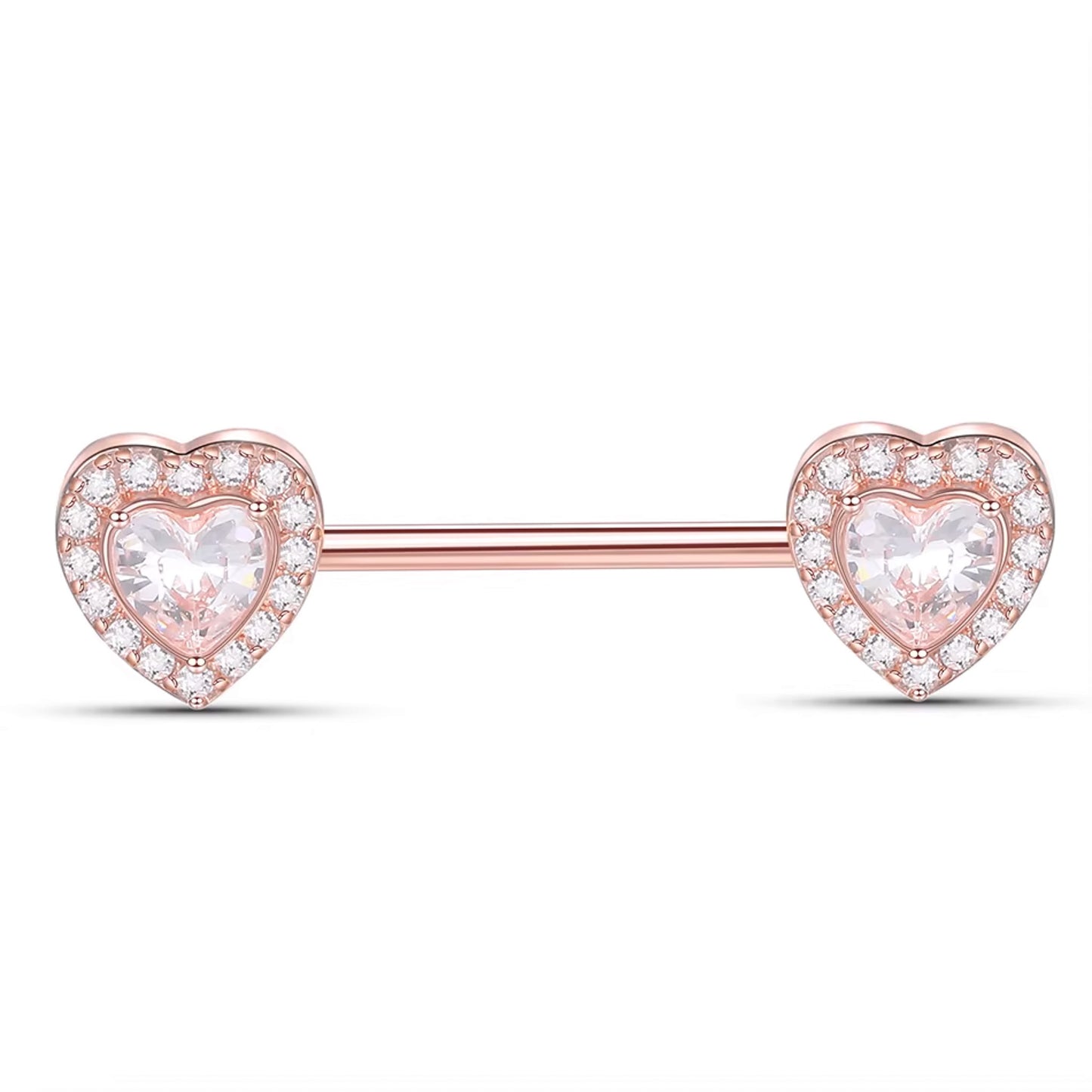 Piercing para pezón corazón promesa zirconia acero quirúrgico - Rosa