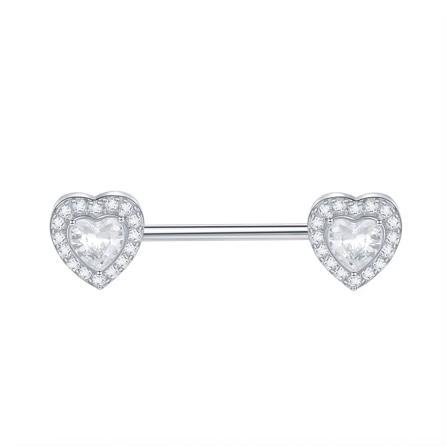 Piercing para pezón corazón promesa zirconia acero quirúrgico - Plateado