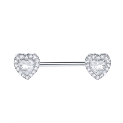 Piercing para pezón corazón promesa zirconia acero quirúrgico - Plateado