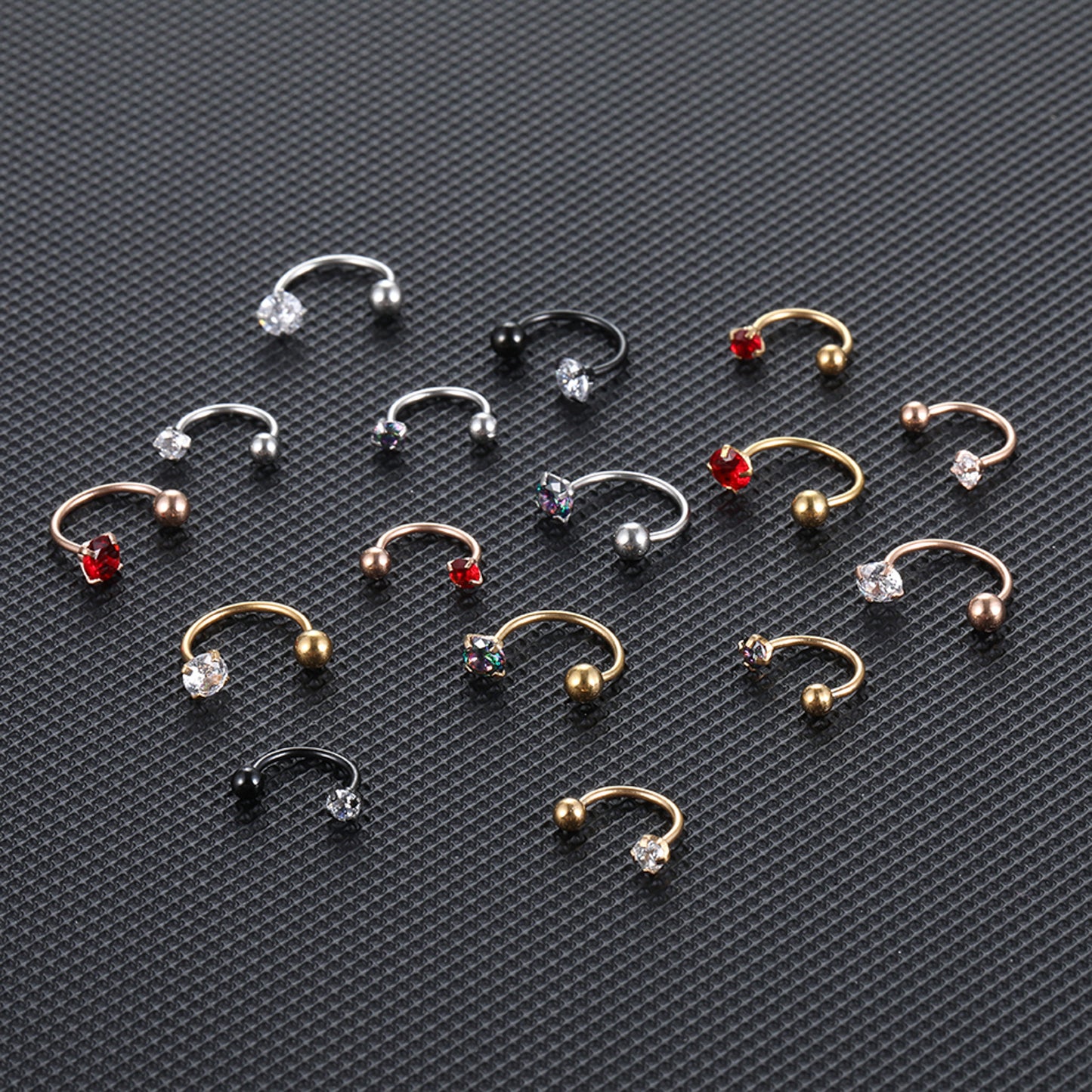 Piercing septum combinado brillo y bolita acero quirúrgico - Plateado/dorado/negro