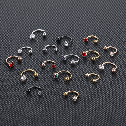 Piercing septum combinado brillo y bolita acero quirúrgico - Plateado/dorado/negro