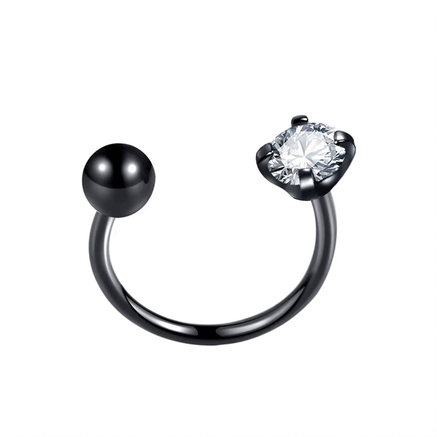 Piercing septum combinado brillo y bolita acero quirúrgico - Plateado/dorado/negro