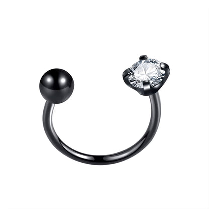 Piercing septum combinado brillo y bolita acero quirúrgico - Plateado/dorado/negro