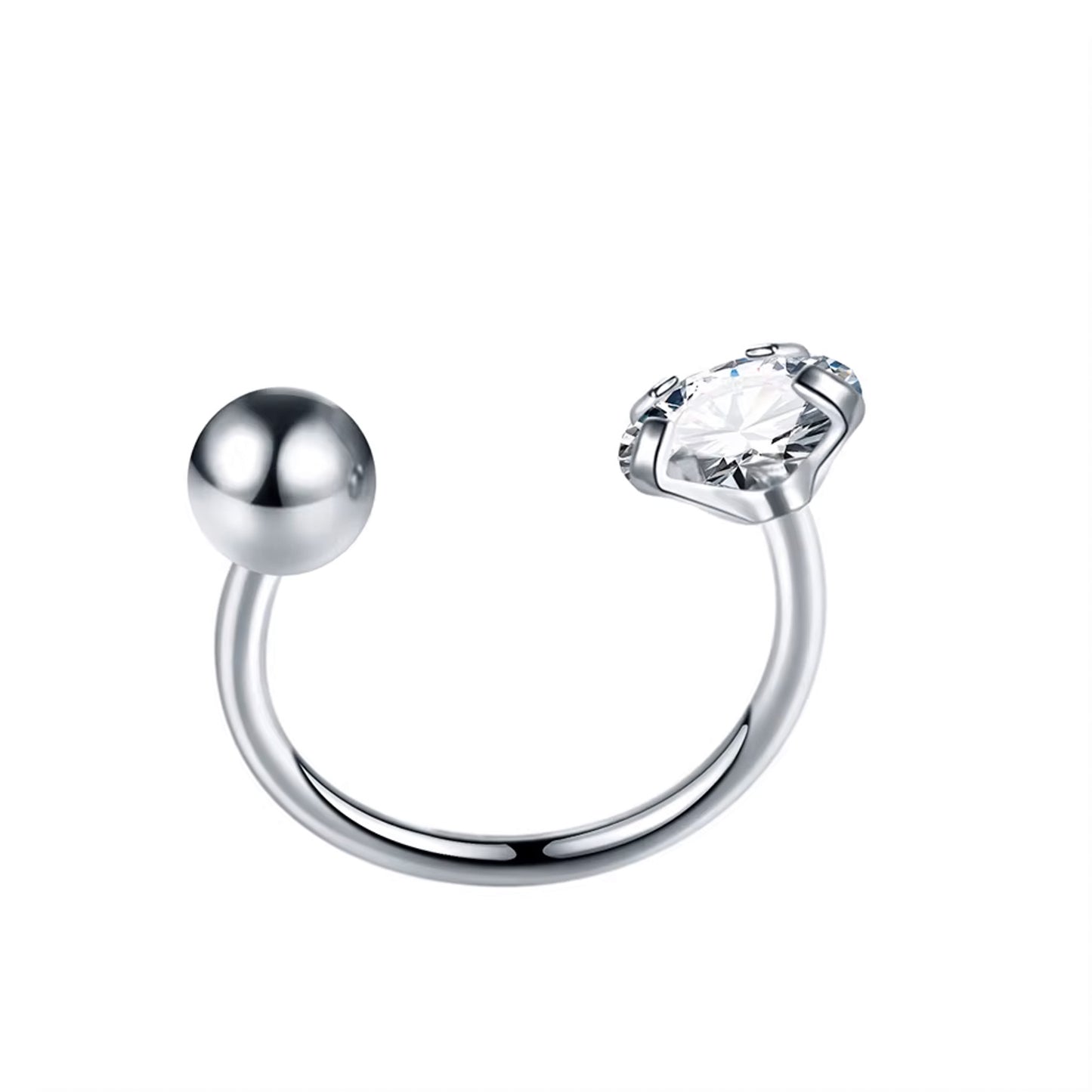 Piercing septum combinado brillo y bolita acero quirúrgico - Plateado/dorado/negro