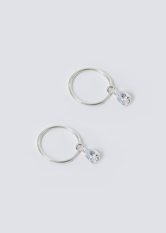 Aros con dije gota zirconia plata 925
