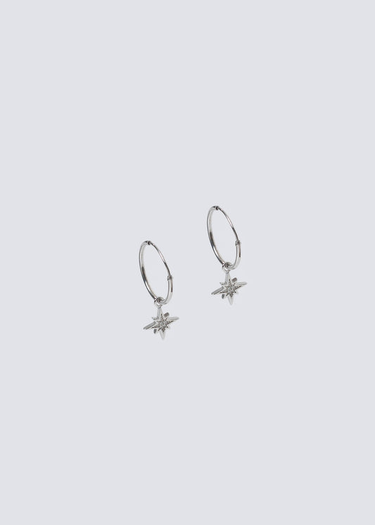 Aros con dije estrella zirconia plata 925