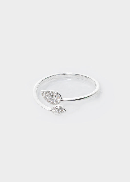 Anillo ajustable hojas con zirconia plata 925