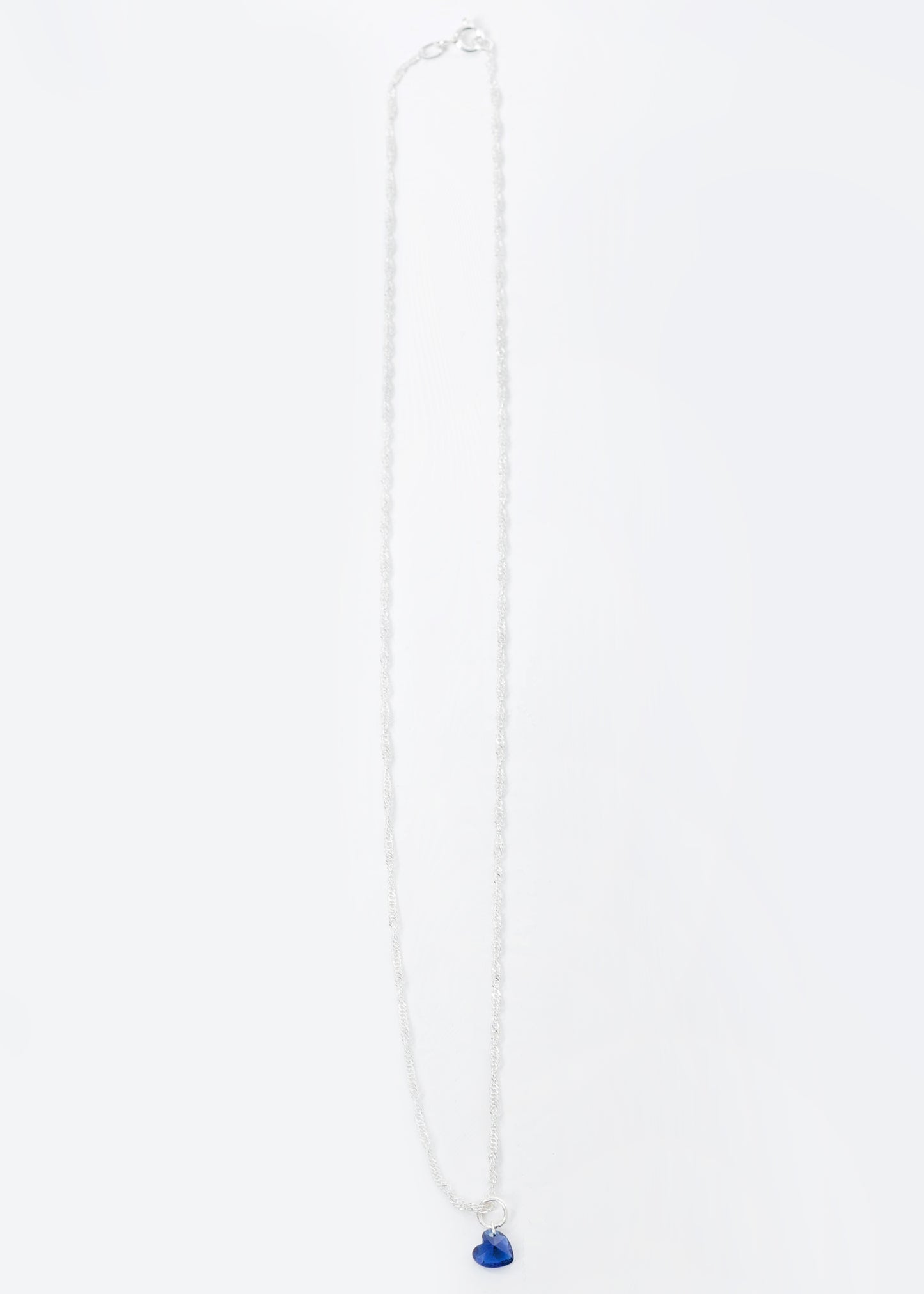 Cadena collar Singapur con dije corazón zirconia azul plata 925