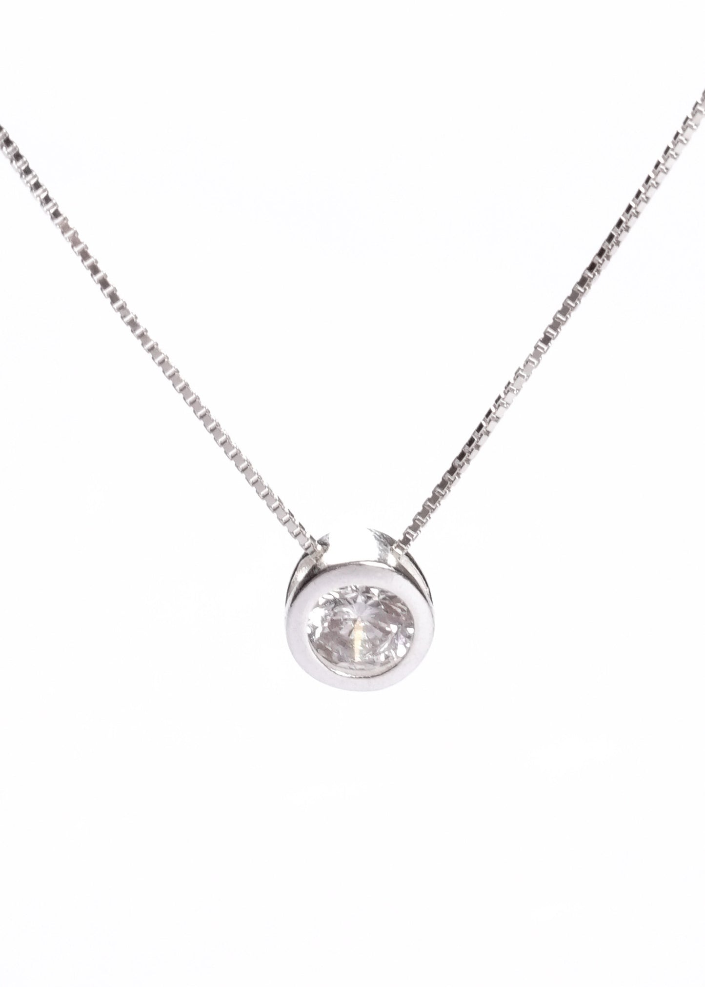 Collar cadena dije punto luz zirconia plata 925