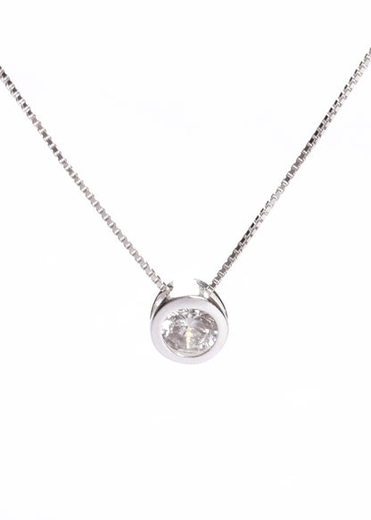Collar cadena dije punto luz zirconia plata 925