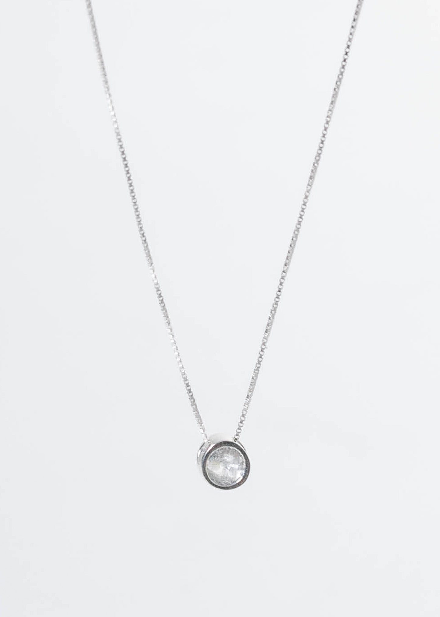 Collar cadena dije punto luz zirconia plata 925