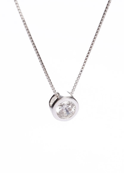 Collar cadena dije punto luz zirconia plata 925