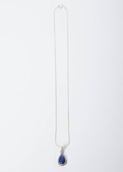 Cadena collar con dije gota lapislázuli plata 925