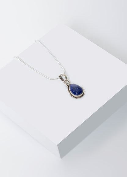 Cadena collar con dije gota lapislázuli plata 925