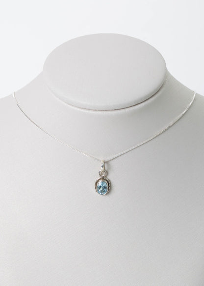 Cadena collar con dije topacio azul oval plata 925