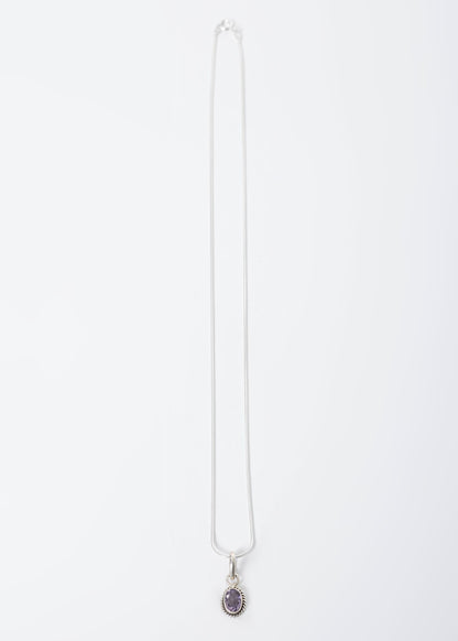 Cadena collar con dije amatista oval plata 925