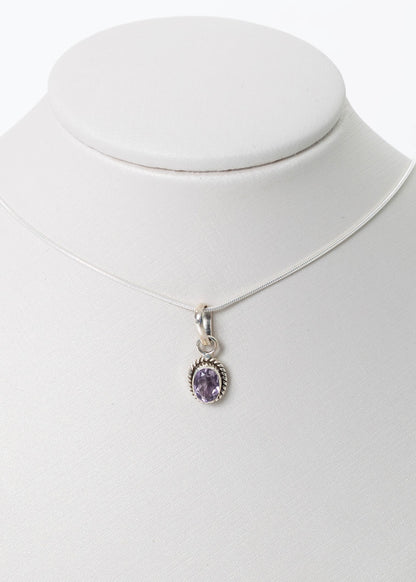 Cadena collar con dije amatista oval plata 925