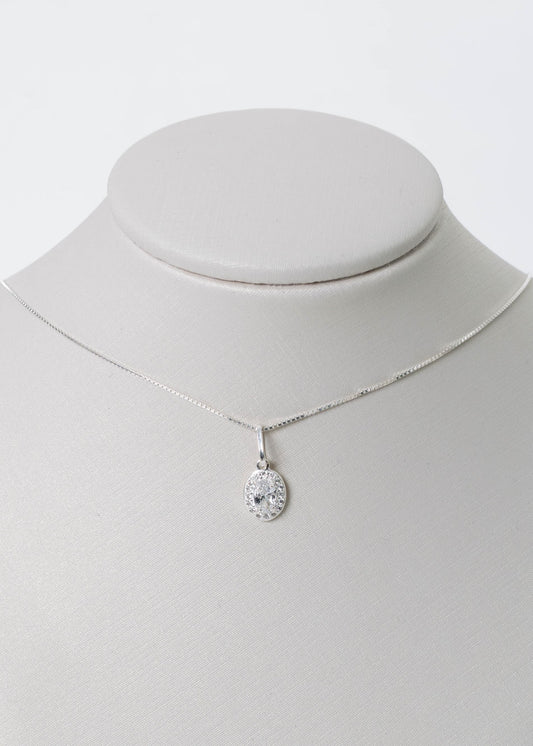 Cadena collar con dije Lady Di zirconias plata 925