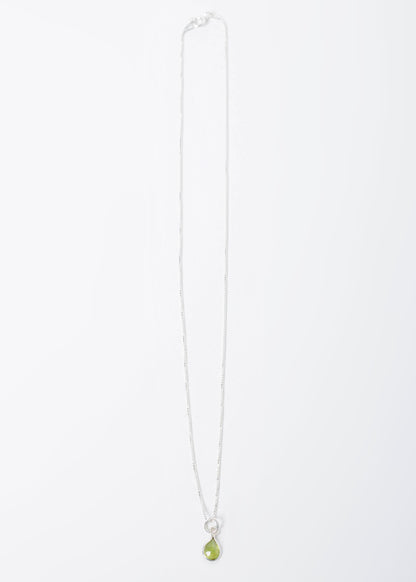 Cadena collar con dije gota peridoto mini plata 925 - Riqueza