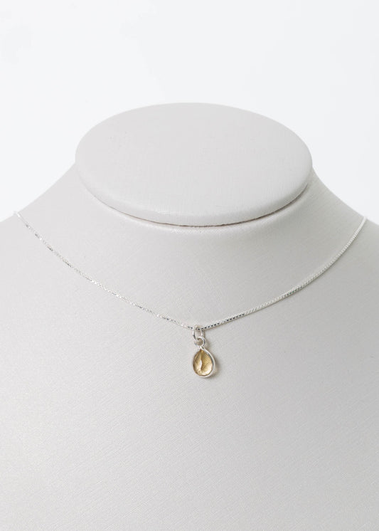 Cadena collar con dije gota citrino mini plata 925