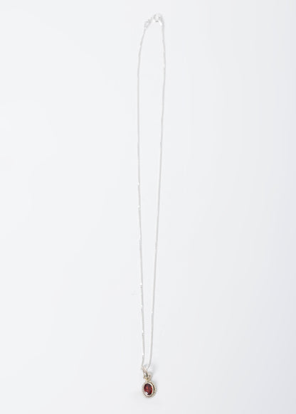 Cadena collar con dije granate oval plata 925