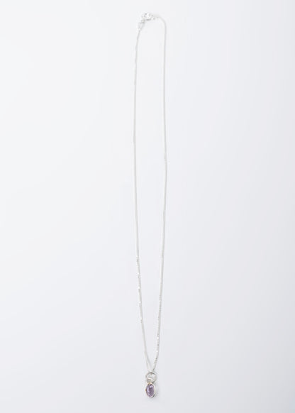 Cadena collar con dije amatista oval mini plata 925