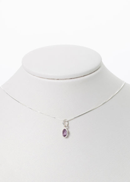 Cadena collar con dije amatista oval mini plata 925