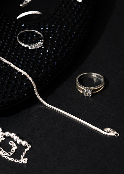 Anillo solitario doble con zirconia plata 925 & doublé de oro