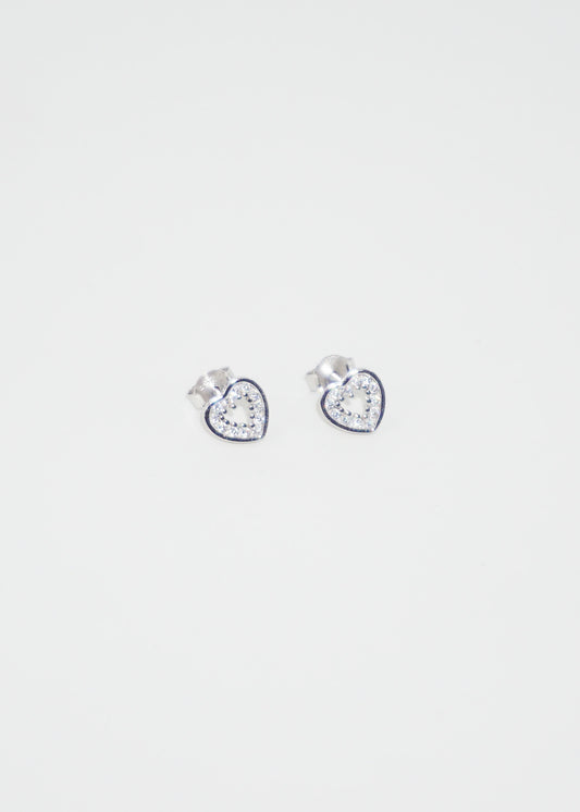 Caravanas corazón con zirconias plata 925