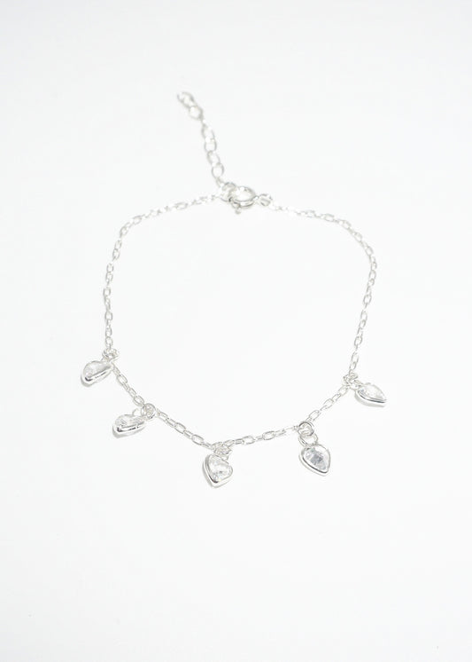 Pulsera forcet con dijes corazones zirconias plata 925