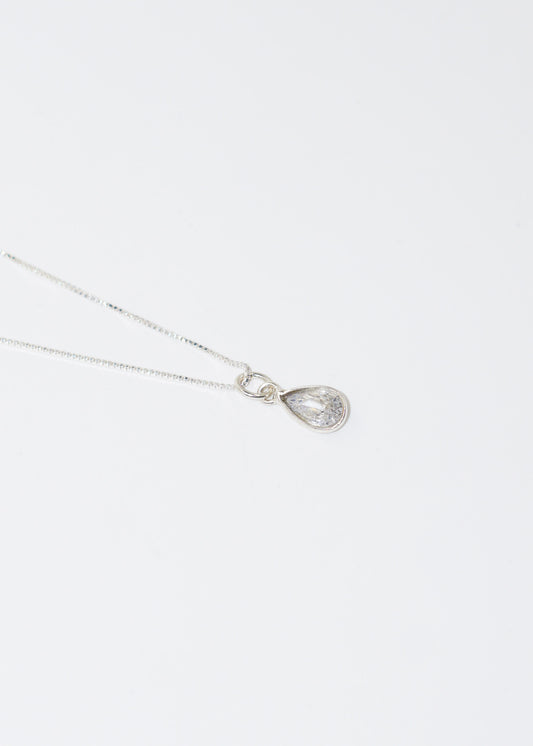 Collar cadena con dije gota mini zirconia plata 925
