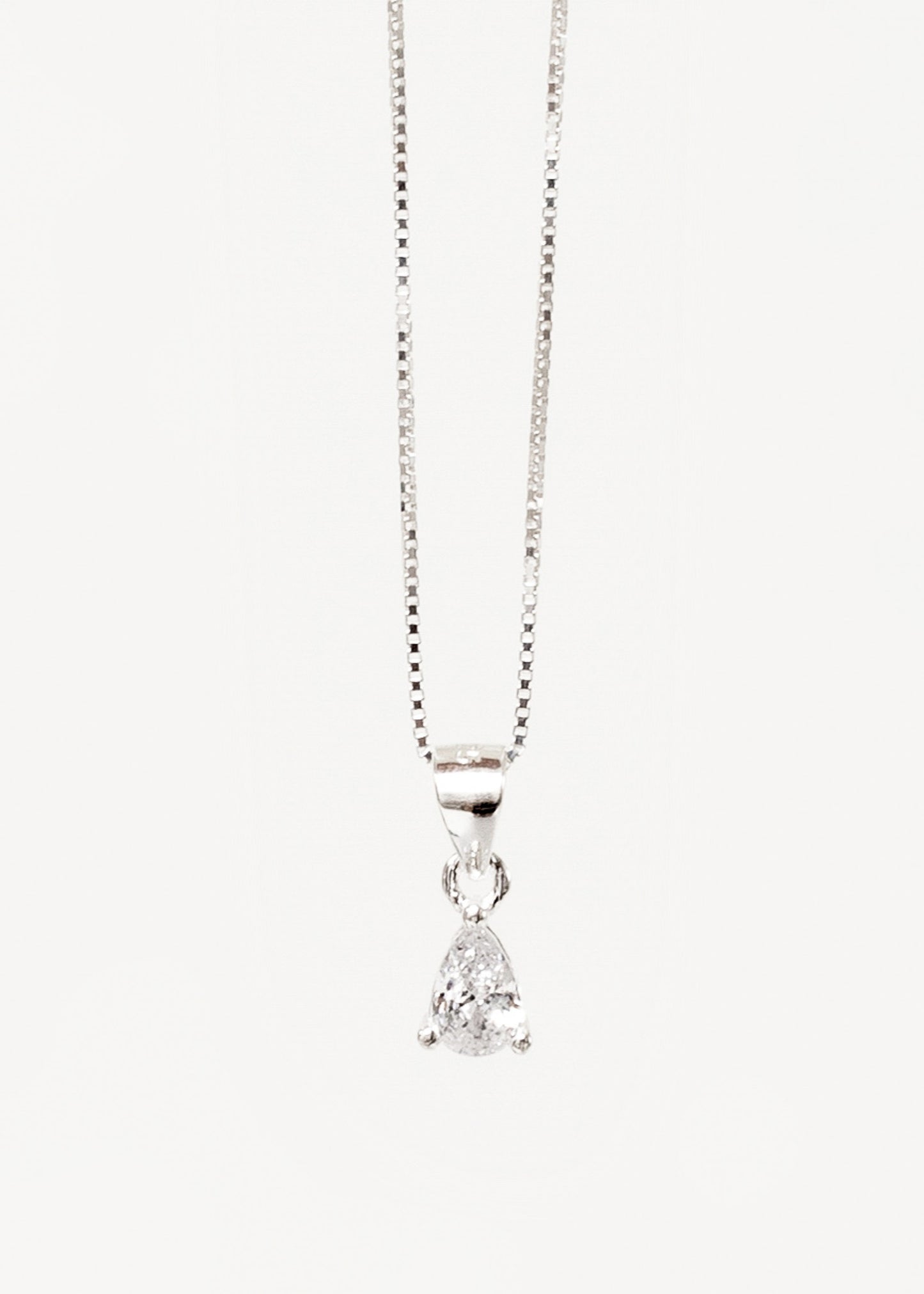Cadena collar punto luz gota zirconia plata 925