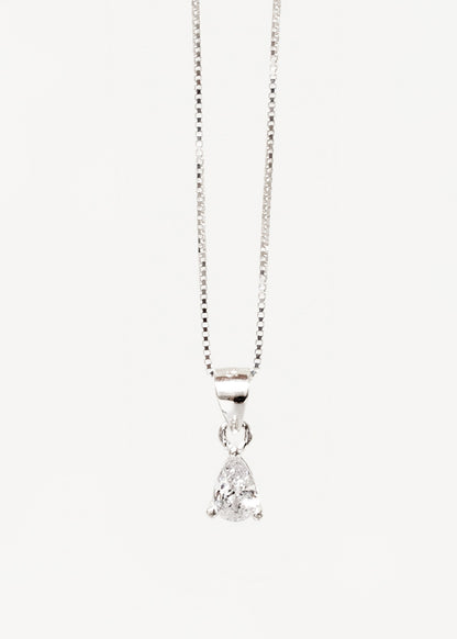 Cadena collar punto luz gota zirconia plata 925