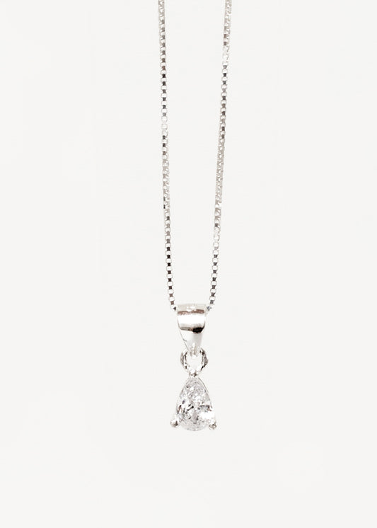 Cadena collar punto luz gota zirconia plata 925