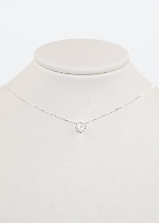 Cadena collar punto luz piedra luna plata 925 - Feminidad