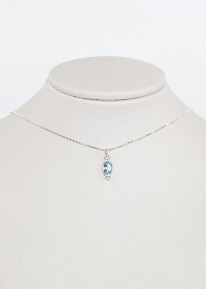 Cadena collar con dije topacio azul esferas plata 925
