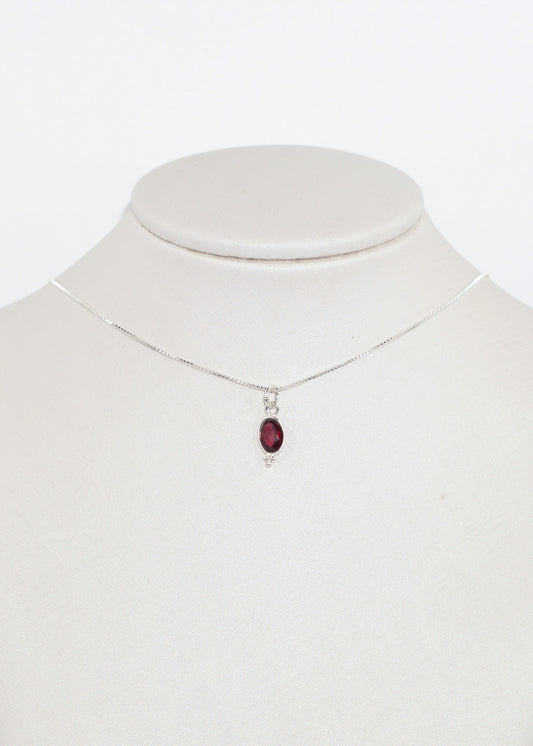 Cadena collar con dije granate esferas plata 925 - Confianza