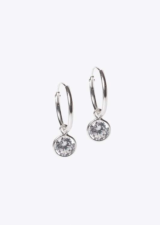 Caravanas aros con dije punto luz zirconia plata 925