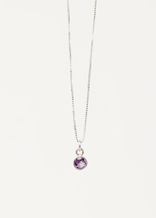Cadena collar dije punto luz amatista plata 925