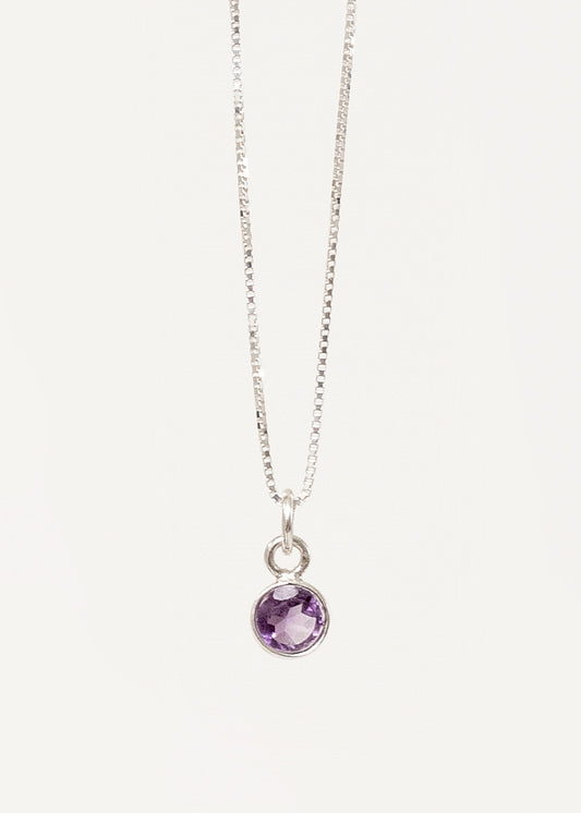 Cadena collar dije punto luz amatista plata 925